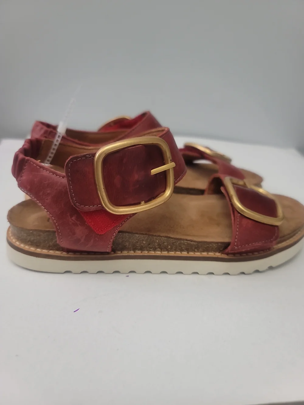 Taos Footwear Red Strap Platform Sandals